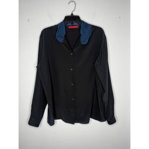 Shamask 100% Silk Black Blue Size 2 (L--XL) Luxury Lagenlook Art To Wear USA‎